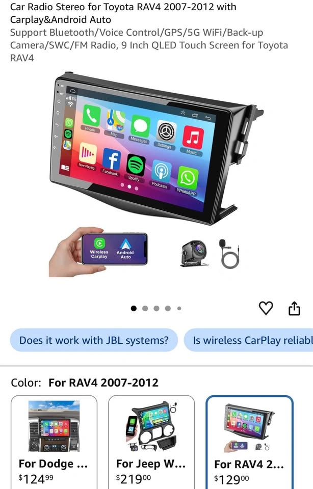 9” Car Radio Stereo CarPlay Screen Upgrade for Toyota RAV4 - photo 2