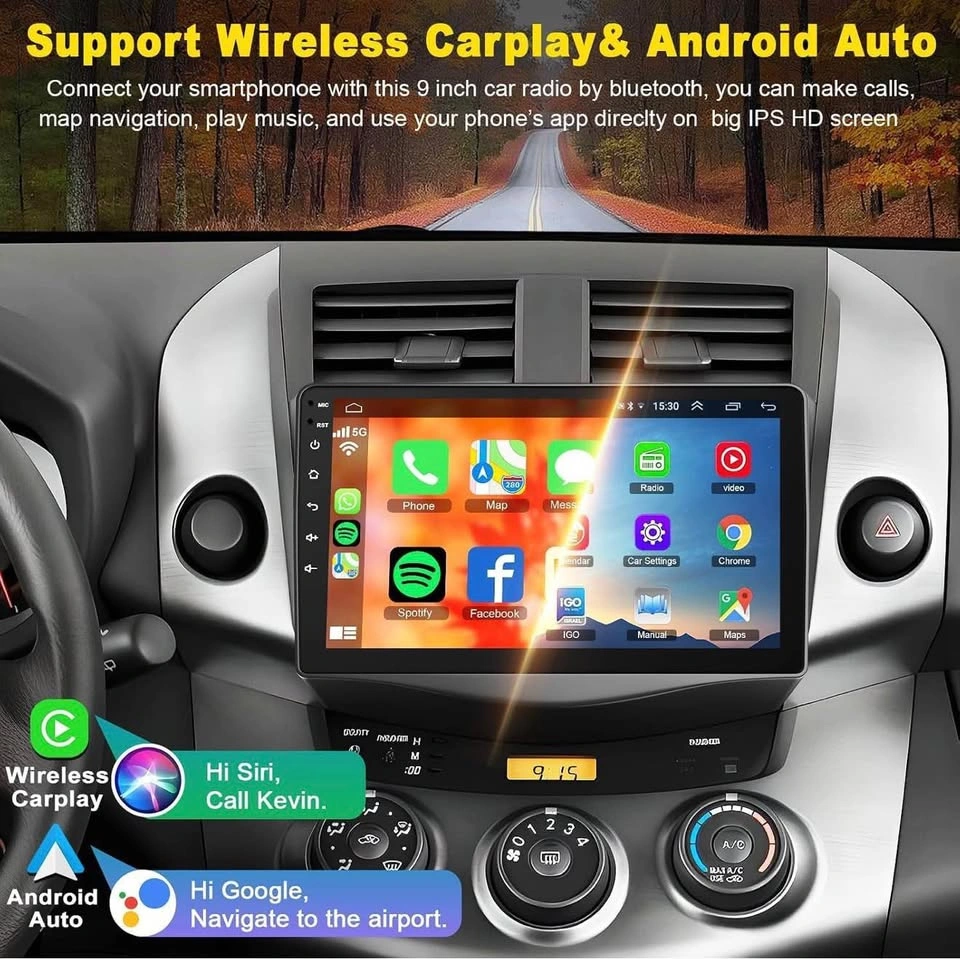 9” Car Radio Stereo CarPlay Screen Upgrade for Toyota RAV4 - photo 3