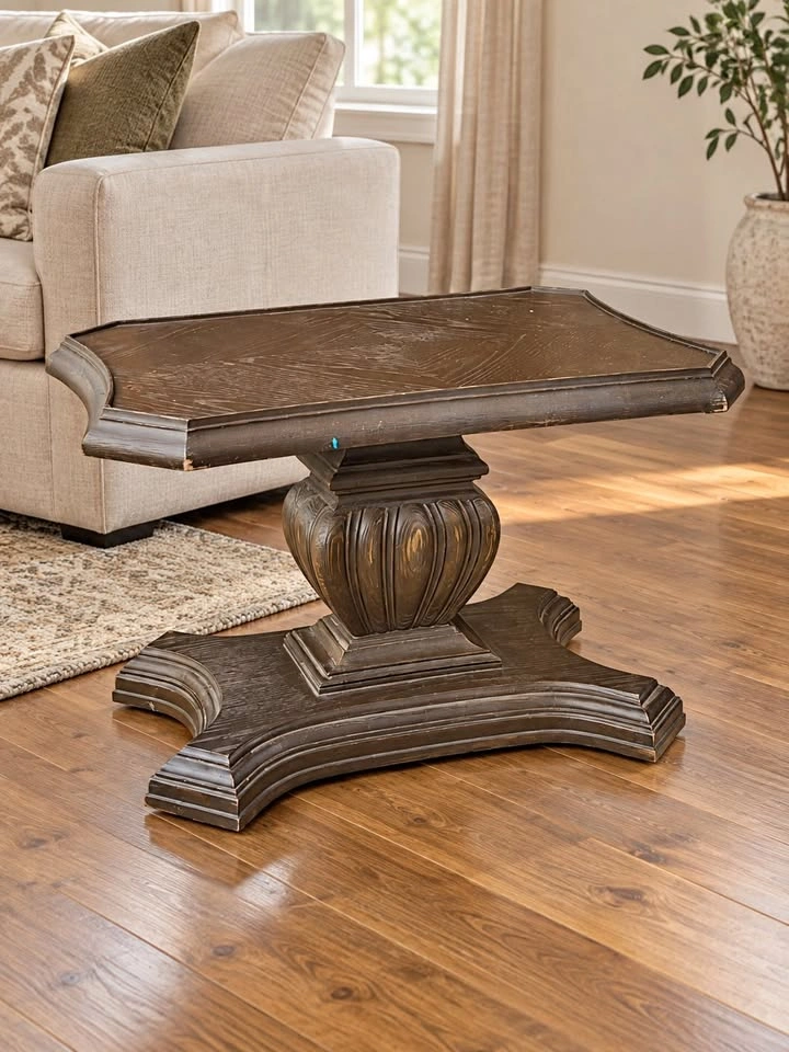 Wood-Look Plastic Pedestal Accent Table