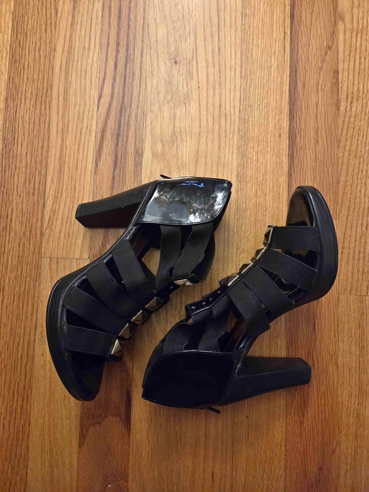 Black and Gold Block Heels