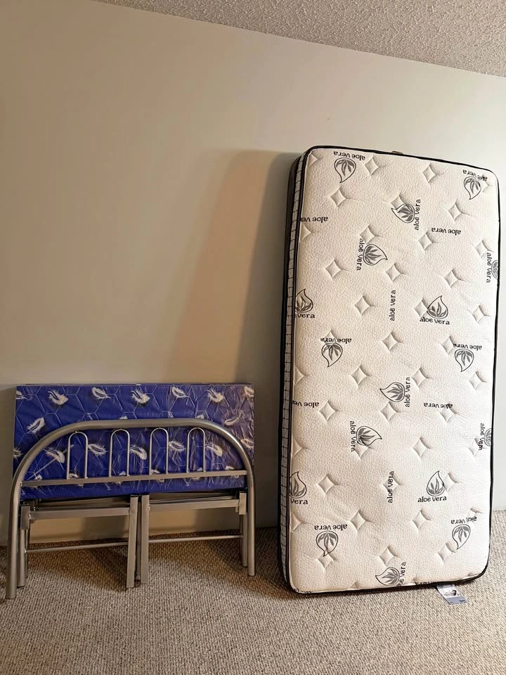 Single bed and mattress