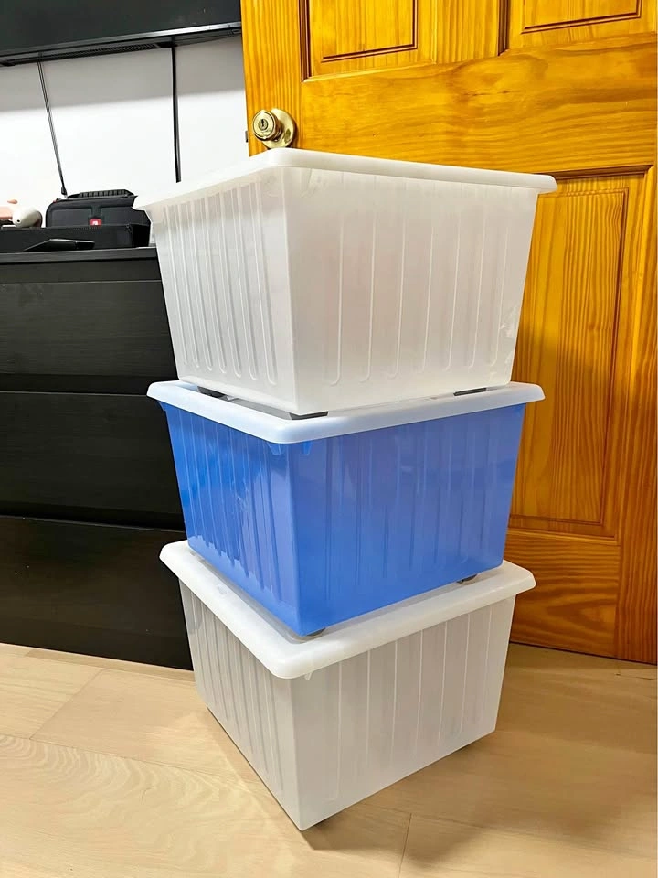 IKEA Vessla toy storage box with lid on casters, 3 pieces