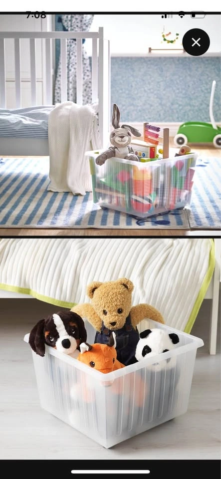 IKEA Vessla toy storage box with lid on casters, 3 pieces - photo 3