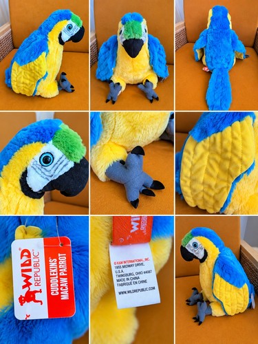 Wild Republic Cuddlekins Blue Yellow Macaw Parrot Plush 12" NWT - photo 2