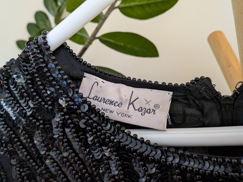 Vintage Laurence Kazar 100% Silk Beaded Sequin Cocktail Dress - photo 4