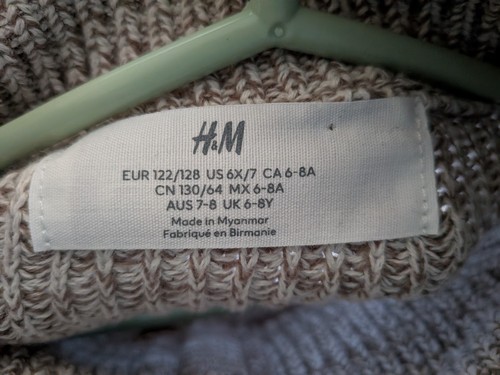 H&M Kids 6X/7 Oatmeal 100% Cotton Quarter Zip Knit Sweater - photo 4