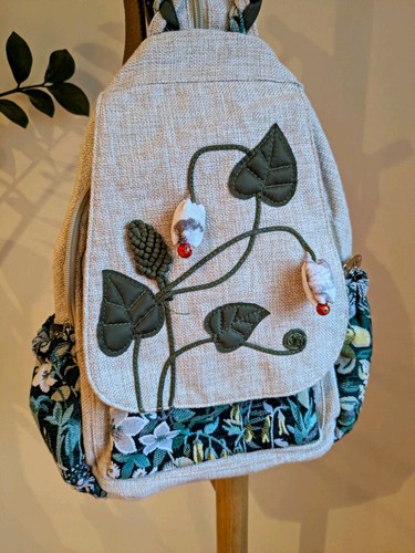 Japanese Artisan Botanical Canvas Convertible Sling Backpack