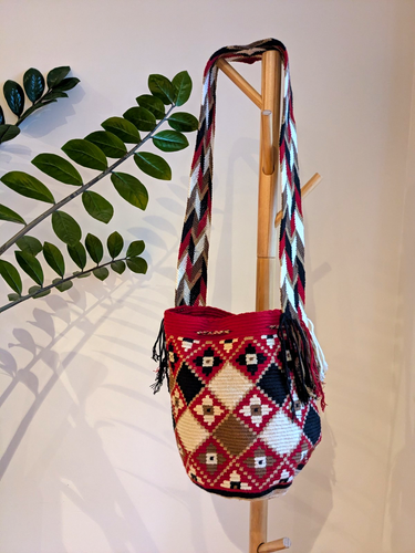 Native Wayuu Mochila Bag Handmade Colombia Red Woven Tassel