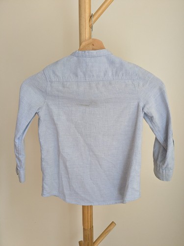 H&M Boys Blue Cotton Long Sleeve Collared Button-Up Shirt 4T - photo 3