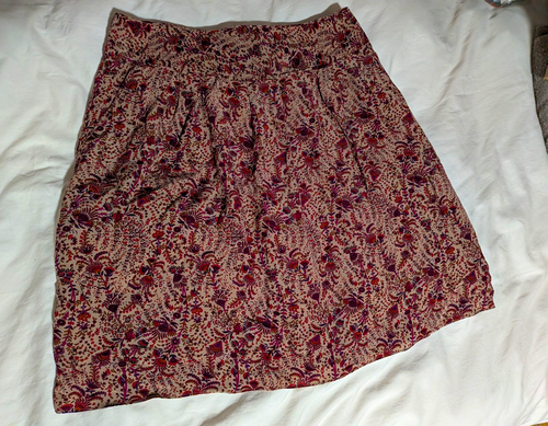 Vintage Caroll Floral 100% Silk Pleated Lined Skirt W/Pockets