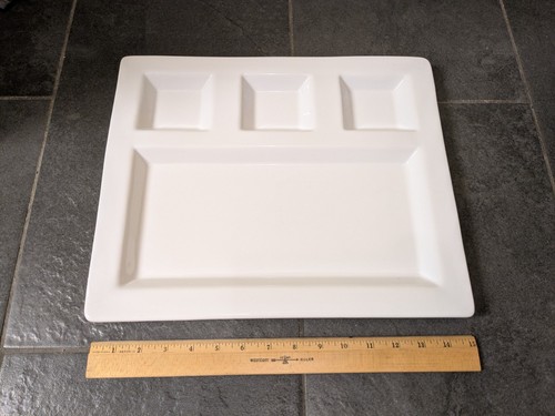 Crate and Barrel White Porcelain Divided Serving Tray Set - photo 2