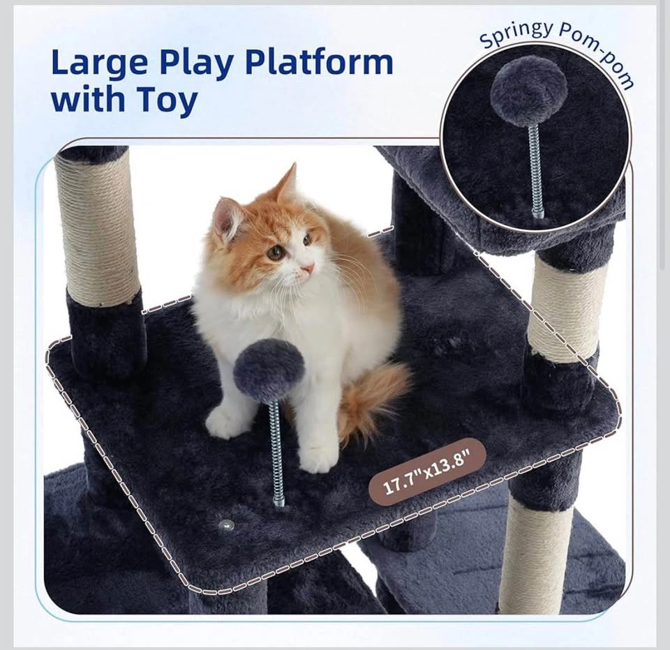 Gitelsnour 55.1” Cat Tree Tower with Scratching Posts – Smoky Gr - photo 2