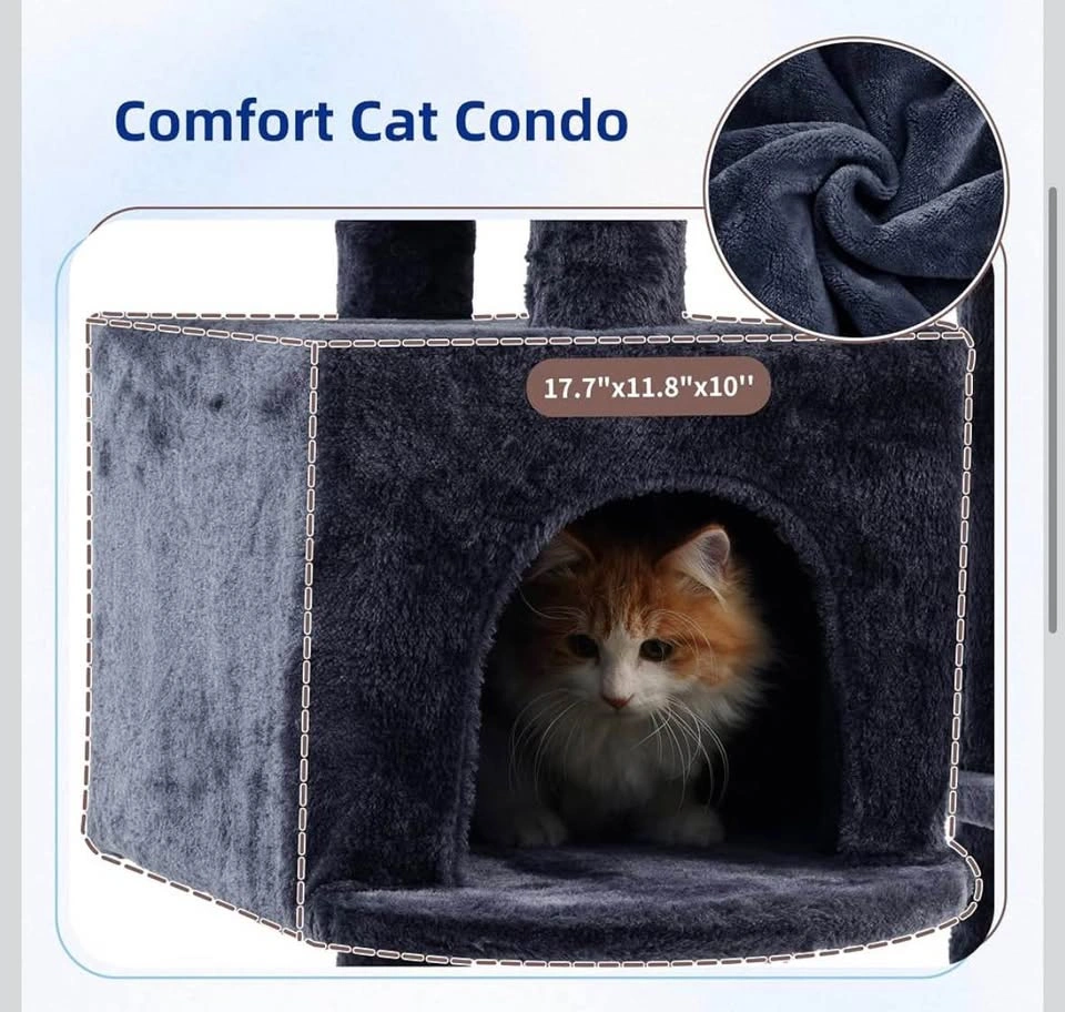 Gitelsnour 55.1” Cat Tree Tower with Scratching Posts – Smoky Gr - photo 3