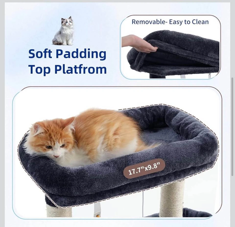 Gitelsnour 55.1” Cat Tree Tower with Scratching Posts – Smoky Gr - photo 4