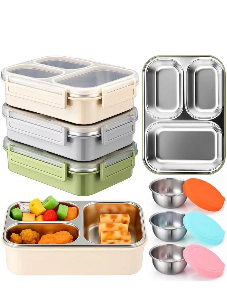 Ferrochef Stainless Steel Bento Lunch Boxes – 3 Pack