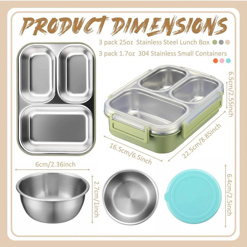 Ferrochef Stainless Steel Bento Lunch Boxes – 3 Pack - photo 2