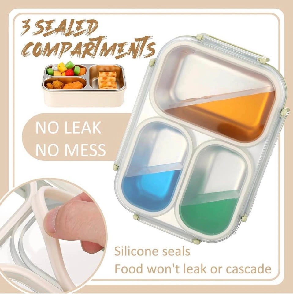 Ferrochef Stainless Steel Bento Lunch Boxes – 3 Pack - photo 3