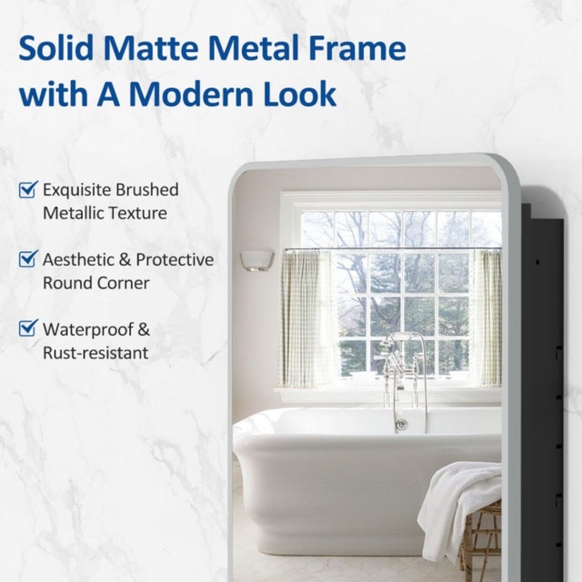 New / Open Box - 20x28 Brushed Silver Medicine Cabinet - photo 5