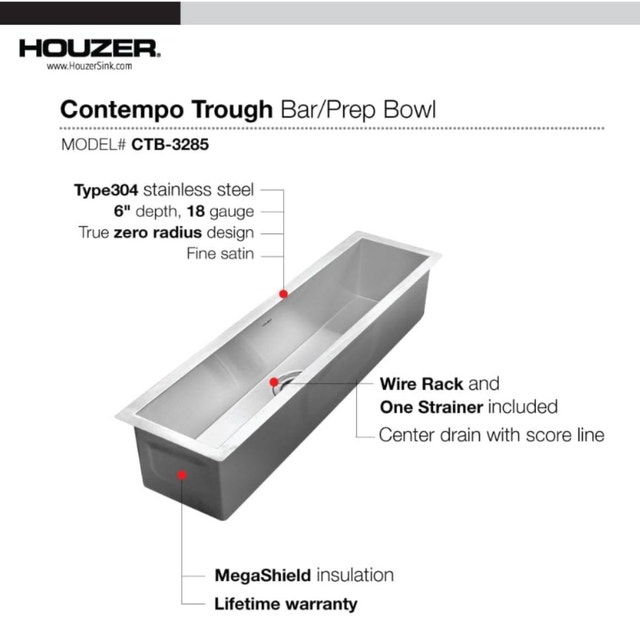 New / Open Box - Houzer Contempo Undermount Sink - Grade A - photo 2
