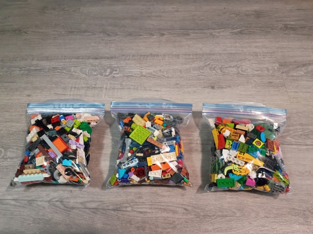 Lot of Three 1 Pound Bags of Lego Blocks and Pieces