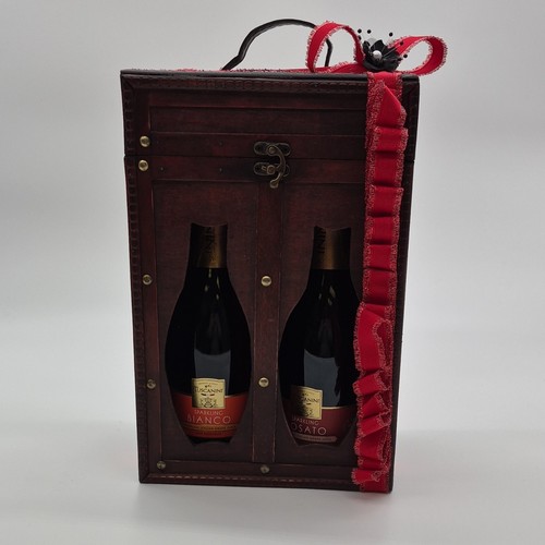 Wooden Wine Box Carrier with Handle & Latch, Dark Brown