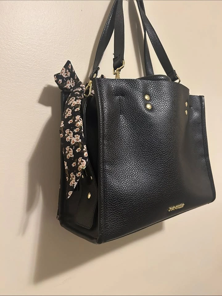 Steve Madden Black Pebbled Leather Tote Bag Satchel - photo 3