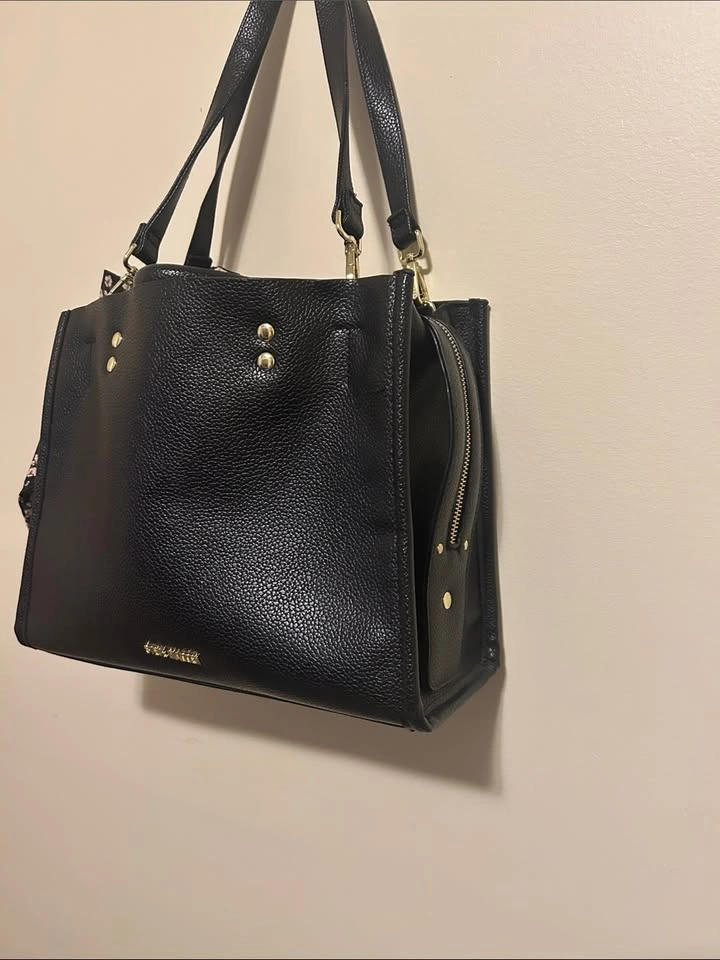 Steve Madden Black Pebbled Leather Tote Bag Satchel - photo 4