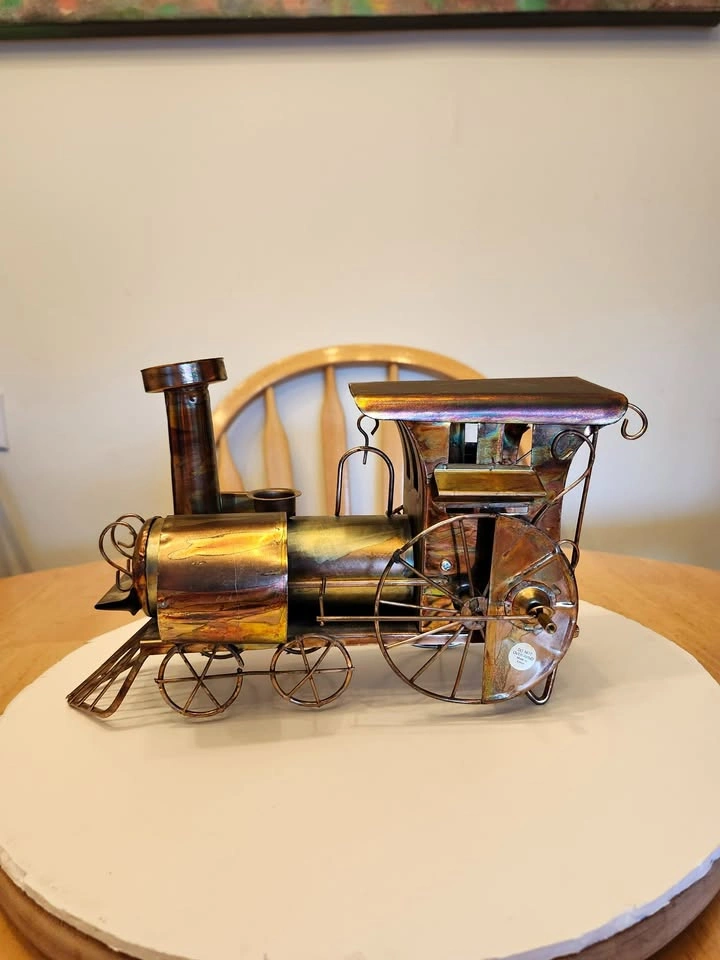 Brutalist Steampunk Style Metal Wind Up Train Plays Chattanooga