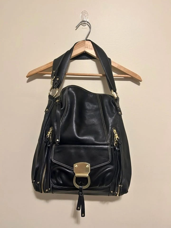 Brio! Black 100% Leather Hobo Shoulder Bag - NWOT - photo 2