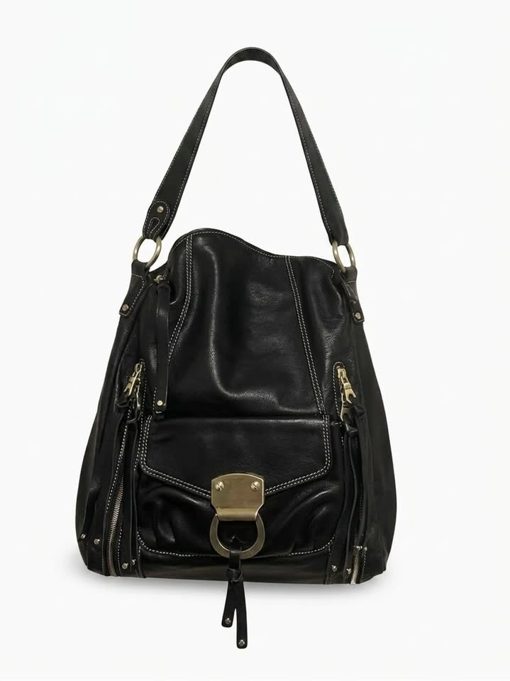 Brio! Black 100% Leather Hobo Shoulder Bag - NWOT