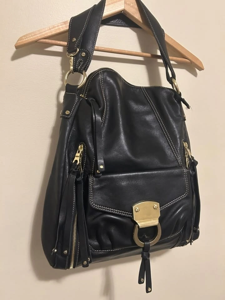 Brio! Black 100% Leather Hobo Shoulder Bag - NWOT - photo 3