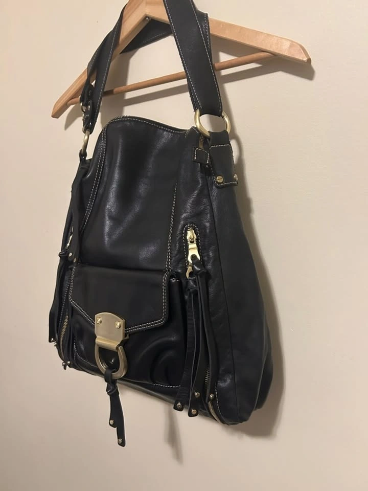 Brio! Black 100% Leather Hobo Shoulder Bag - NWOT - photo 4