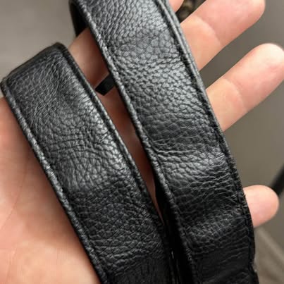 Black Adjustable Leather Bag Strap, Gold Clasps