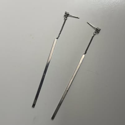 Silver Dangle Bar Earrings, Minimalist Post-Back