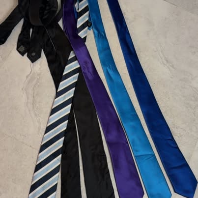 Men's Satin Neckties, 6 pcs – Black, Blue, Purple, Striped