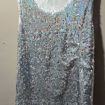 Silver Sequin Sparkly Tank Top