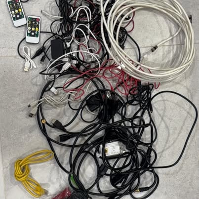 Assorted Cables Wires Remotes