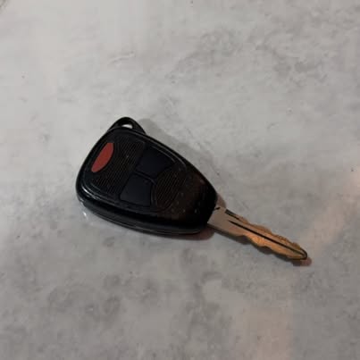 Car Key with Remote Fob, Black with Red Buttons