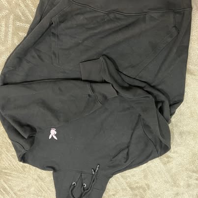 Playboy Hoodie — Black with Pink Logo, Repeat Print Back