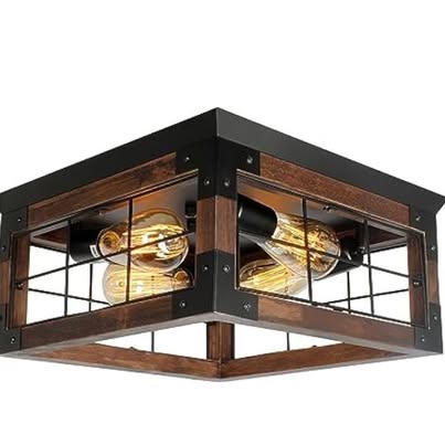 JHLBYL Rustic Cage Flush Mount Ceiling Light — In Box