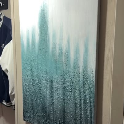 Textured Teal White Abstract Canvas Art