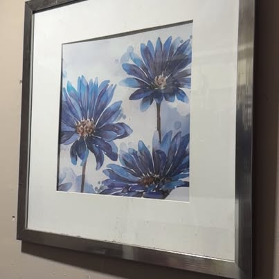 Framed Blue Flower Picture