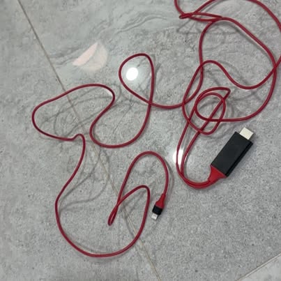 Red USB to HDMI Cable and Red USB to Lightning Cable