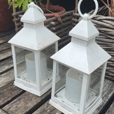 2 White Decorative Lanterns