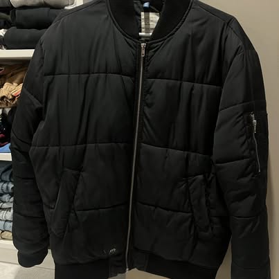 Black Puffer Bomber Jacket