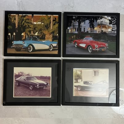4 Framed Classic Car Photos – 12x16in
