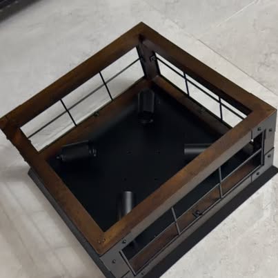 Square Wood and Metal Light Fixture (BNIB)