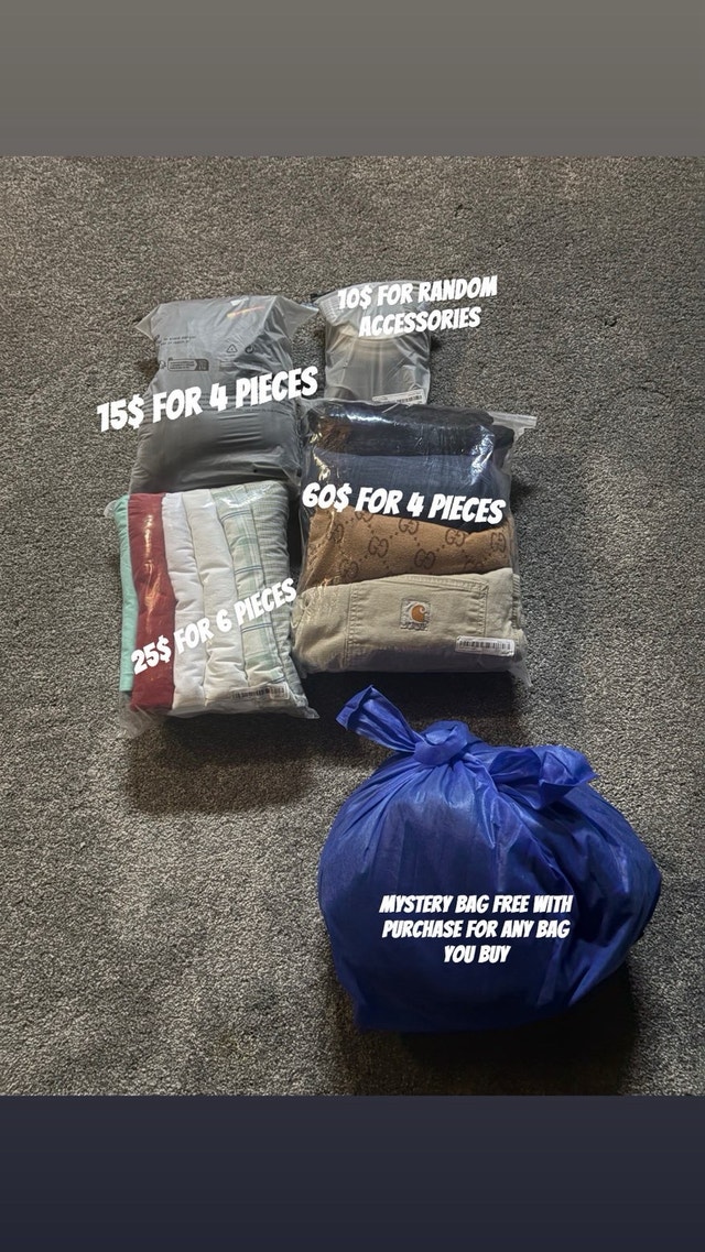 Mystery clothing bags prices from 10$ to 60$