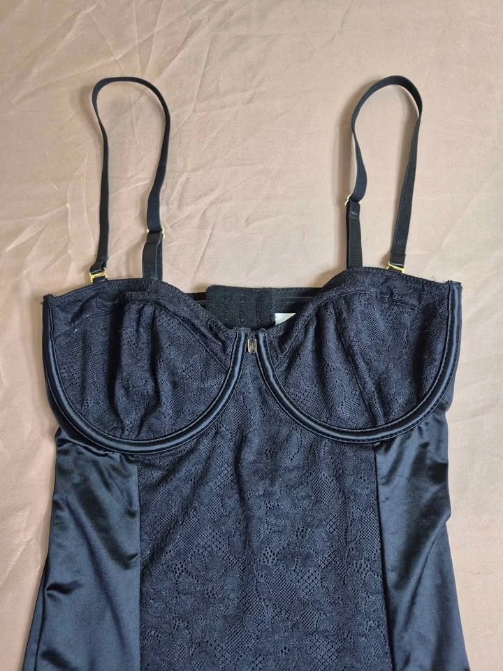 Nicole Miller New York Black Shaping Slip Dress Bustier Lace, Sm - photo 3