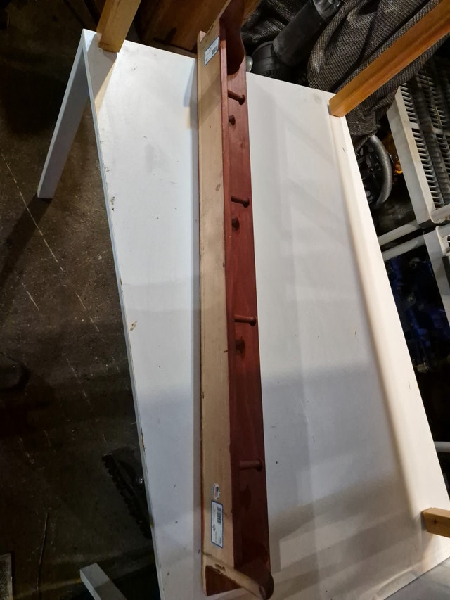 wood shelf 4 hook coat hanger wall mount - photo 4